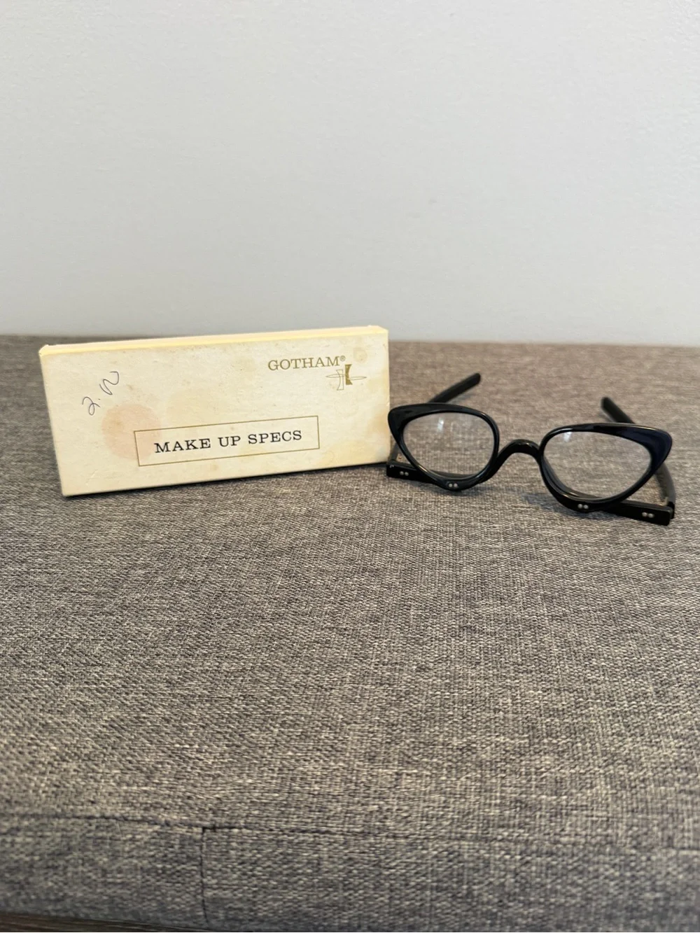Gotham Vintage Black Make Up Specs Magnified Flip Down Lenses Glasses 50s 60s